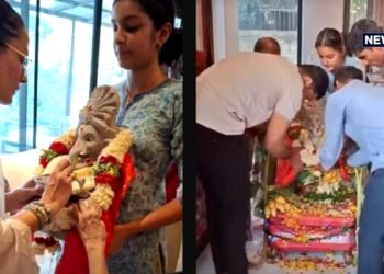 नम्रता शिरोडकर ने परिवार संग मनाई गणेश चतुर्थी, तीन दिन के बाद धूमधाम से किया बप्पा का विसर्जन