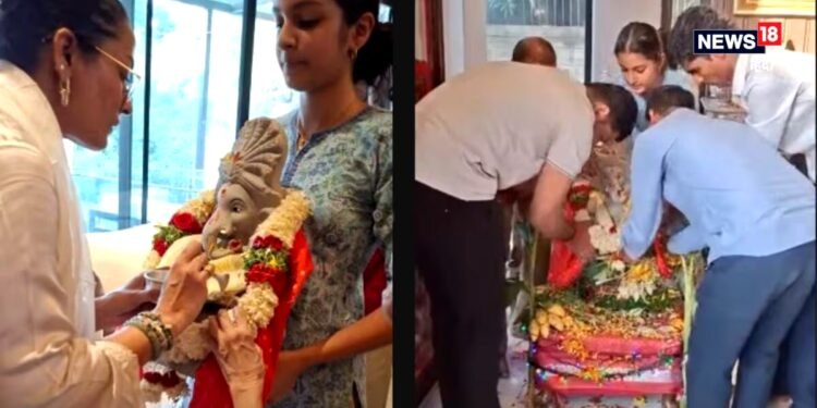 नम्रता शिरोडकर ने परिवार संग मनाई गणेश चतुर्थी, तीन दिन के बाद धूमधाम से किया बप्पा का विसर्जन