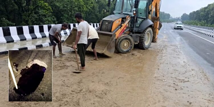 84 करोड़ की लागत से बने गोला ओवरब्रिज में 12 फीट गहरा गड्ढा, रातों-रात मिट्टी डालकर लीपापोती, सवालों के घेरे में निर्माण गुणवत्ता