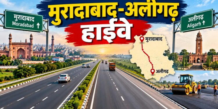 मुरादाबाद-अलीगढ़ फोरलेन ग्रीनफील्ड हाईवे: 2 घंटे में पूरा होगा सफर, 129 गांवों से गुजरेगा नया रूट, देखें पूरा रूट मैप