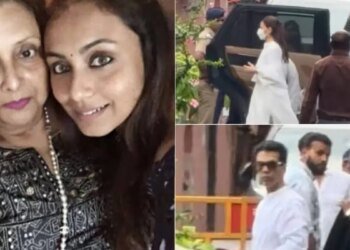 रानी मुखर्जी की मां कृष्णा मुखर्जी का अंतिम संस्कार, श्रद्धांजलि देने पहुंचे ये स्टार, सहारा बने शाहरुख खान