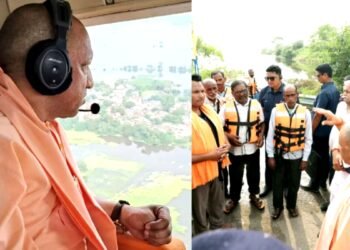 लखनऊ में बाढ़ के पीछे की सीएम योगी ने बताई वजह, फैजुल्लागंज और नैमिष तक लिया जायजा, तटबंध बाने का किया ऐलान