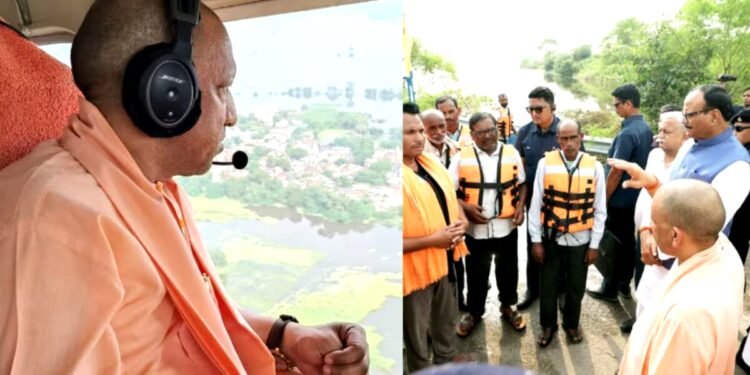 लखनऊ में बाढ़ के पीछे की सीएम योगी ने बताई वजह, फैजुल्लागंज और नैमिष तक लिया जायजा, तटबंध बाने का किया ऐलान